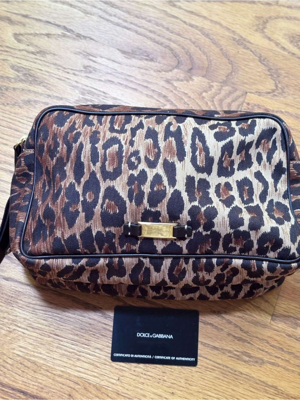 Dolce & Gabbana Leopard Print Cosmetic Bag w/ Certificate